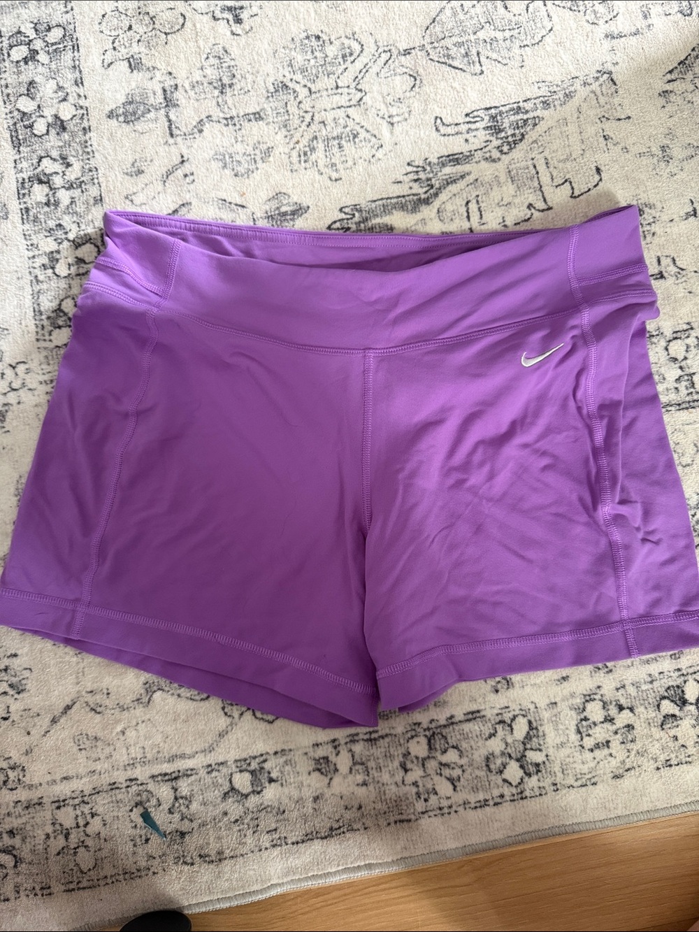 Nike Purple Women's Athletic Bike Shorts with Silver Swoosh